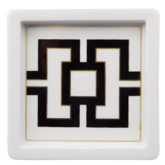 Platte, Form "MEISSEN® Cosmopolitan", Royal Palace, schwarz mit goldener Kontur, weißer Rand, 9 x 9 cm