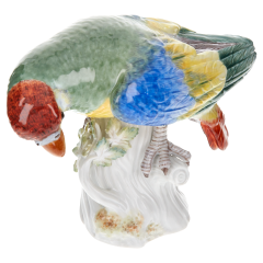 Vogel Papagei auf Stamm, Bunt staffiert, H 11 cm