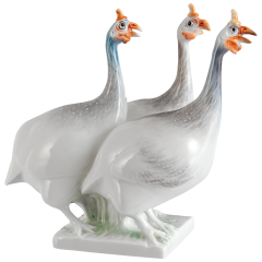 Vogelgruppe Perlhühner, Bunt staffiert, H 17 cm