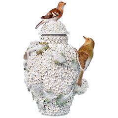 Vase mit Schneeballblüten, H 29 cm