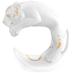 Chinesisches Tierkreiszeichen Tiger, Gold staffiert, H 11,5 cm