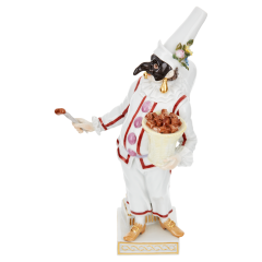 Pulcinella, Bunt und gold staffiert, H 19 cm