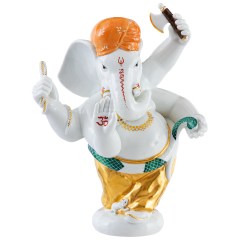 Ganesha, Bunt und gold staffiert, H 24,5 cm