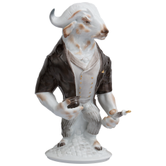 Büffel Mr. Respekt, Bunt und gold staffiert, H 19,5 cm