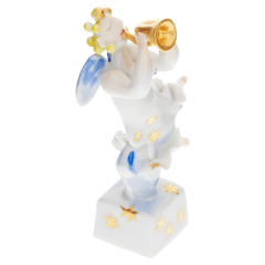 Angel with trumpet, Coloured with gold, H 9,5 cm