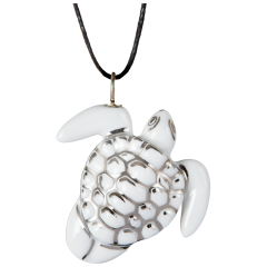 Anhänger "Platin" Vollrelief Schildkröte, 4 x 3,3 cm