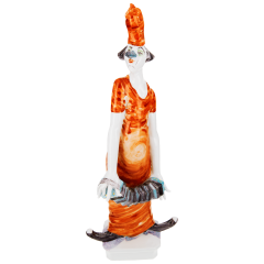 Künstlerkapelle Clown mit Harmonika, Platin staffiert, reich