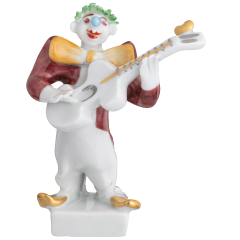 Clownskapelle Clown mit Gitarre, Platin staffiert, reich, 8 cm