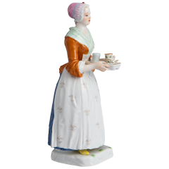 Schokoladenmäd.,klein, Vintage, Bunt und gold staffiert, H 18,5 cm