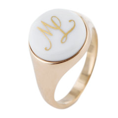 Siegelring rund mit Monogramm (2 Buchstaben) in Gold, 62 mm, 925 Silber rosé vergoldet