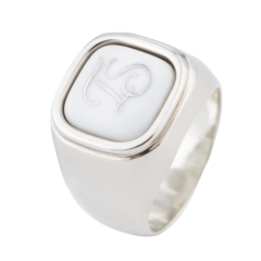 Master-Siegelring eckig mit Monogramm (2 Buchstaben) in Platin, 925 Sterlingsilber