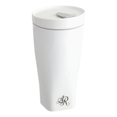 Coffee to go Becher mit Porzellandeckel, Form "Nova", Monogramm, 2 Buchstaben, schwarz, V 0,35 l