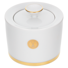 Zuckerdose, Form "No 41", Swords Luxury Gold, Schwertermedaillion, Goldband, H 7,5 cm