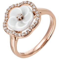 Ring Royal Blossom Frame, 750 rose gold, 52mm, 1 porcelain blossom S, 31 brillants approx 0,25 ct, TW, VSI, full cut good