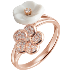 Ring Royal Blossom Pavé, 58 mm, 750 Roségold, 32 Brillanten 0,15 ct VS fw