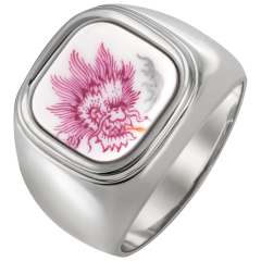 Ring Ming-Drache Purpur, 925 Sterlingsilber, mit Gravur: Ag925 / MEISSEN / 1710