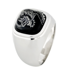 Ring Glücksdrache in Platin, Masterartikel, 925 Sterlingsilber