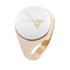 Siegelring rund, Markenzeichen Schwerter in Gold, 925 Silber rosé vergoldet