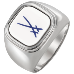 Ring antique Fassung 925/Silber rhodiniert, mit Gravur: Ag925 / MEISSEN / 1710