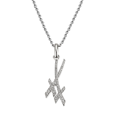 Necklace Swords Pavé, 750 white gold, 35 brilliants approx. 0,17 ct, TW, VSI, full cut good, length of chain 45 cm, variable eyele