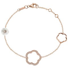 Armband Royal Blossom Frame, 750 Roségold, 1 Porzellanblüte S,  36 Brillanten zus. 0,35 ct, TW, VSI, Vollschliff Gut, Länge 19 cm