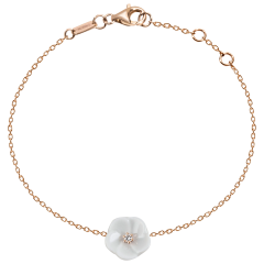 Armband Royal Blossom Basic, 750 Roségold, 1 Porzellanblüte S mit 1 Brillant 0,02 ct, TW, VSI, Vollschliff Gut, 19cm, Öse bei 17cm