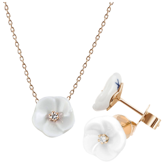 Set Royal Blossom Basic Ohrstecker & Collier, 750 Roségold