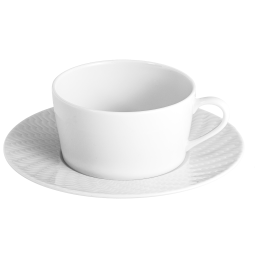 Tea cup & saucer, Shape "No 41 Waves Relief", white, V 0,15 l