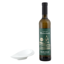 Wein-Set Schale, 2-tlg., Wackerbarth Riesling Spätlese 0,5l, 9,5 % vol., Schale, Form "Wellenspiel Relief"