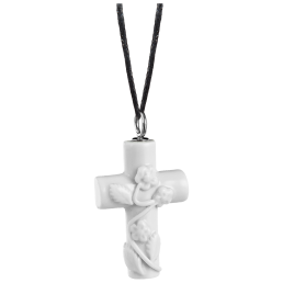 Anhänger Kreuz Vergissmeinnicht in Weiß, 750 Weißgold