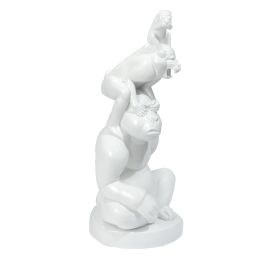 Affengruppe Drei Affen, groß, Weiß, H 41 cm