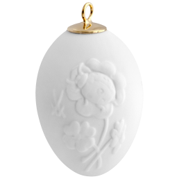 Osterei mit Relief, Marienkäfer, Weiß, Biskuit, H 5 cm