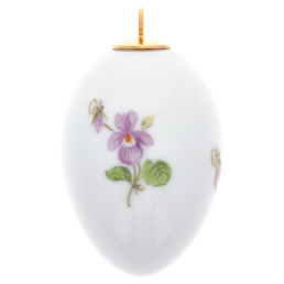 Osterei, Gestreute Veilchen, bunt, weißer Rand, H 5 cm