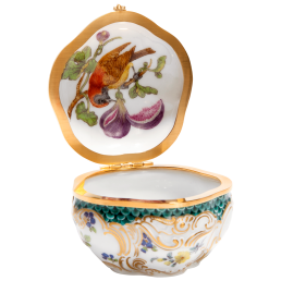 Tabatiere "Exotischer Vogel auf Feige", H 4,8 cm