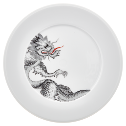 Vorspeise- und Dessertteller, Ming Dragon, schwarz, Form "Vitruv", Ø 22 cm
