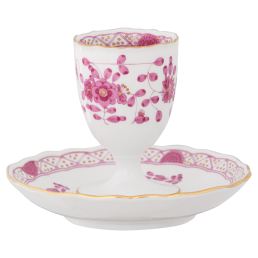 Eierbecher, Form "Neuer Ausschnitt", Indische Malerei, purpur, Goldpunkte, Goldrand, H 8,5 cm