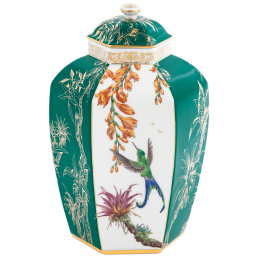 Vase, "Kolibri und Orchideen", H 28 cm