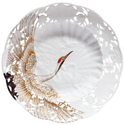 Wandschale, "Fliegender Kranich" Lim. 50, Form "Schwanendessin", Ø 25,5 cm