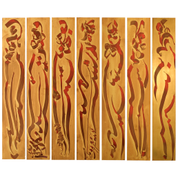 Wandgemälde "7 Graces", Unikat Ahmad Moualla, 45 x 53 cm