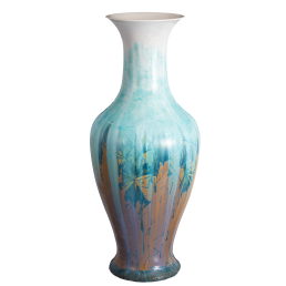 Vase blau-gelb, Kristallglasur, H 80 cm