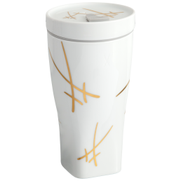 Coffee to go Becher mit Porzellandeckel, Form "Nova", "Swords", V 0,35 l