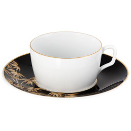 Cappuccinotasse, Form "MEISSEN® Cosmopolitan", "Golden Bamboo", schwarz, V 0,3 l
