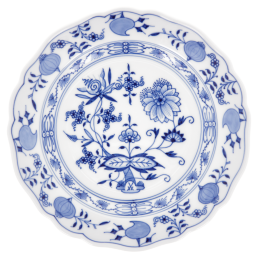 Vorspeise- und Dessertteller, Form "Neuer Ausschnitt", Zwiebelmuster, kobaltblau, weißer Rand, Ø 18 cm