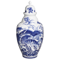 Deckelvase "Fische", H 63 cm