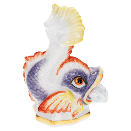 Delphin, Bunt und gold staffiert