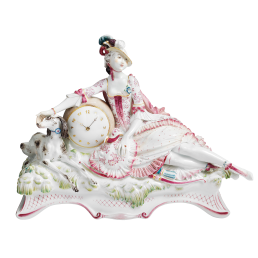 Uhr Jägerin mit Hund, H 27 cm