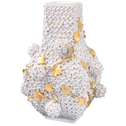 Vase mit Schneeballblüten, H 25 cm