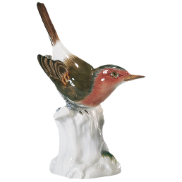 Vogel Rotkehlchen, Vintage, Bunt staffiert, H 12 cm