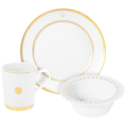 Frühstücks-Set, 3-tlg., Swords Luxury Gold, Schwertermedaillon, Goldfaden, Goldband