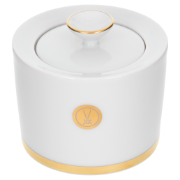 Zuckerdose, Form "No 41", Swords Luxury Gold, Schwertermedaillion, Goldband, H 7,5 cm